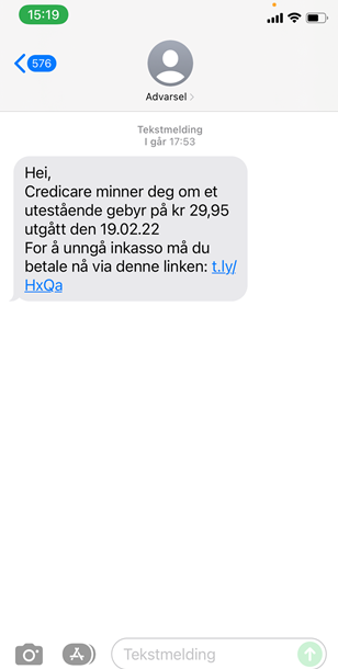 CrediCare - Vær oppmerksom på falske SMS'er